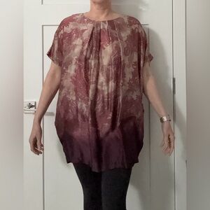 Marina Ronaldo Elegant Burgundy and Beige Women's Top/tunic/caftan